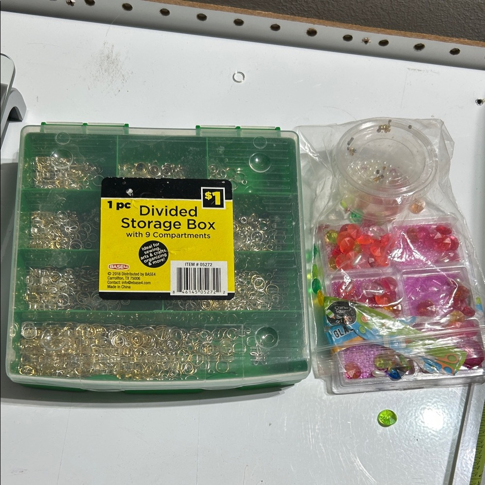Green Divided Storage Box with 9 Compartments